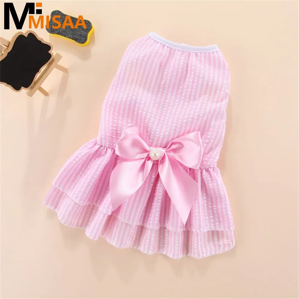 Pet Clothes Lovely Fashionable General Popular Polyester Best Selling Cat's Pet Clothes Vertical Stripe Butterfly Dress Durable