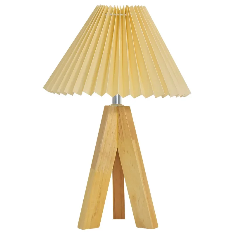 Agradável nordic retro candeeiro de mesa quarto decoração lâmpada cabeceira madeira maciça luz da noite