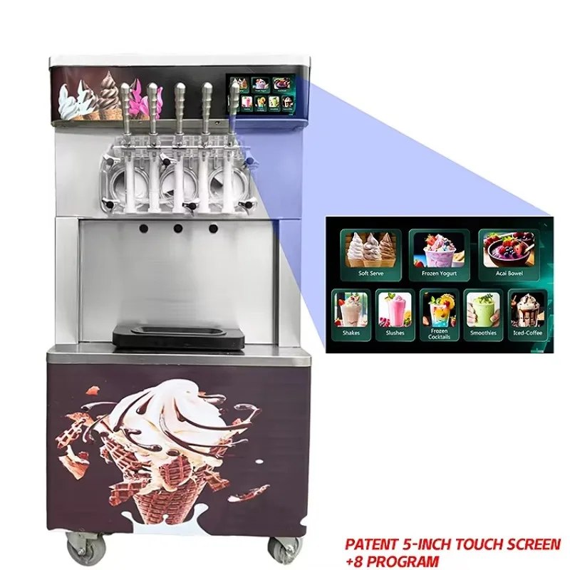 3-5-7 Flavors Vertical Commercial Slush Milkshake Maker Frozen Drink Soft Ice Cream Machine Soft Serve Ice Cream Machine