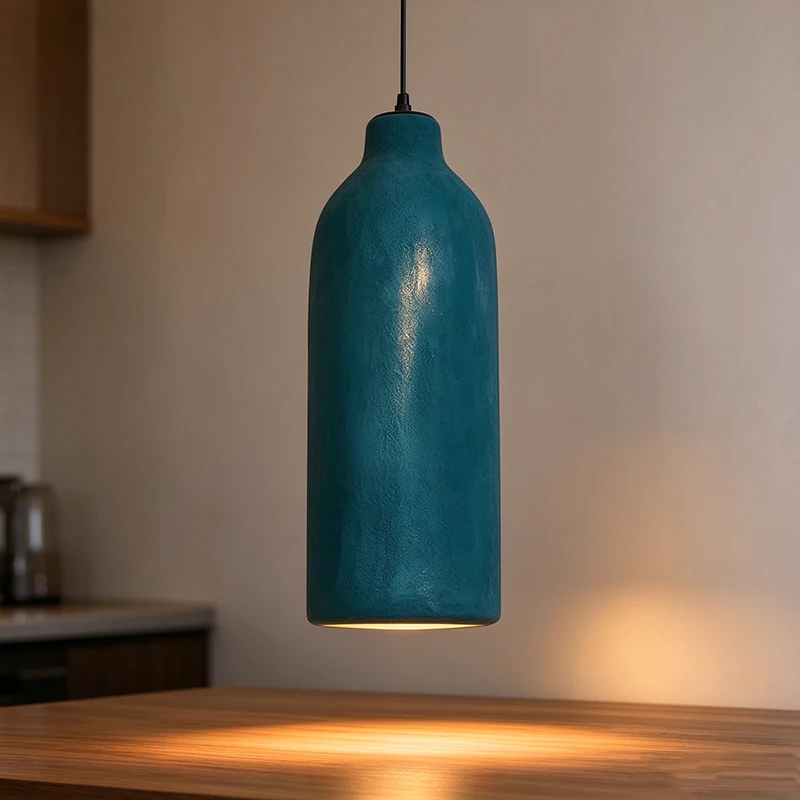 Creative Japanese Style Small Fresh Bottle Shaped Green Chandelier Home Clothing Room Wabi Sabi Restaurant Polystyrene