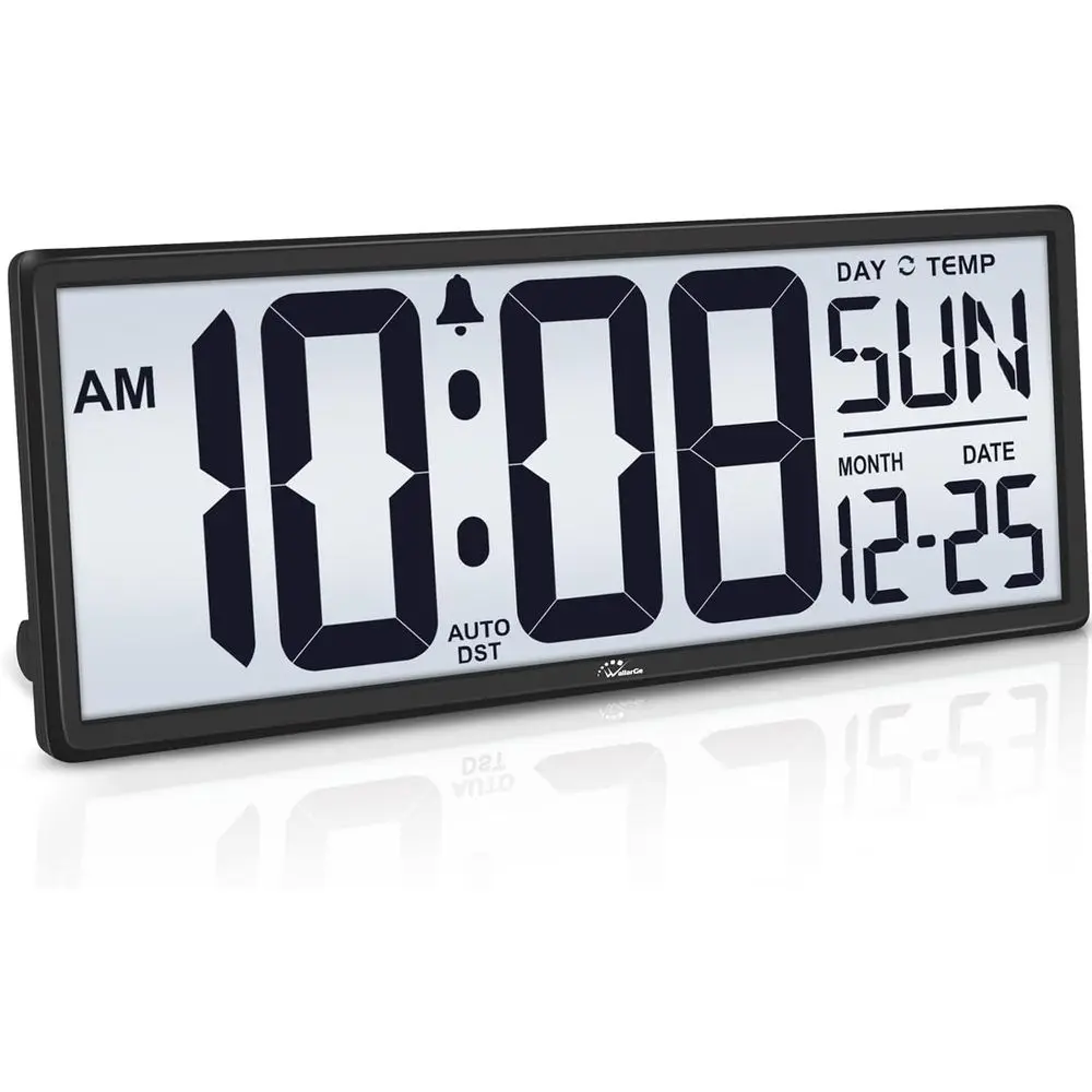 

Backlight Digital Wall Clock Battery Operated - with Temperature and Date 14.5'' Large Digital Wall Clock, Easy to Read and Set,
