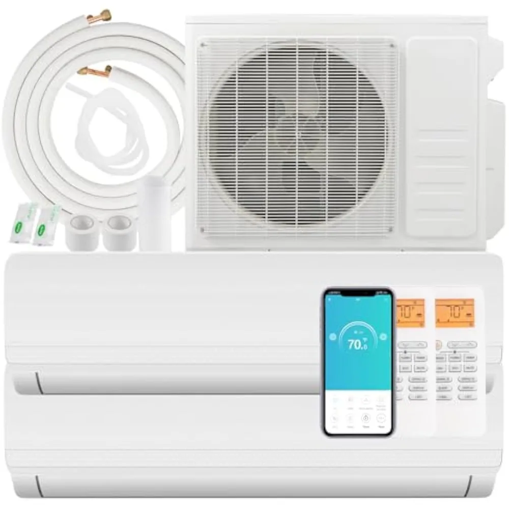 27000BTU 2 Zone Mini Split Air Conditioner & Heater, 19 SEER2 Wifi Enabled Inverter Split System AC Unit, Heat Pump, Works with