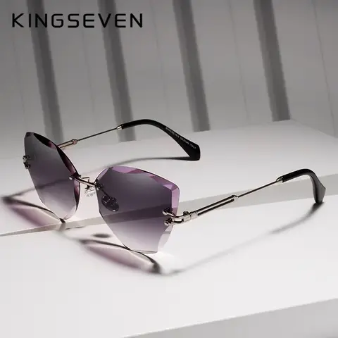 Vintage Rimless Women's Sunglasses UV Protection KINGSEVEN