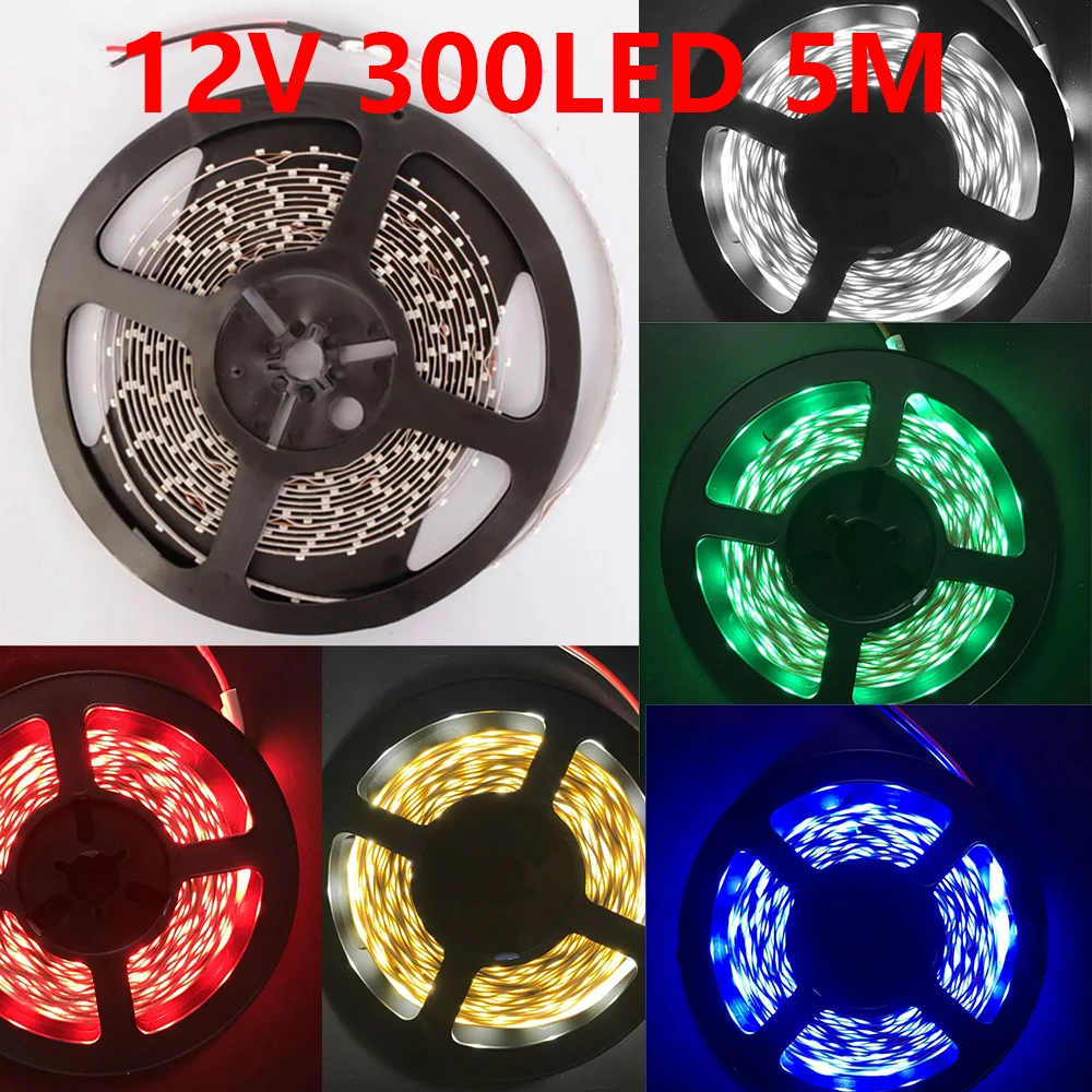 Home LED Strip Light 12V 5M 300 Leds SMD 2835 Diode Tape RGB & Single Colors High Quality LED Ribbon Flexible For Decoration