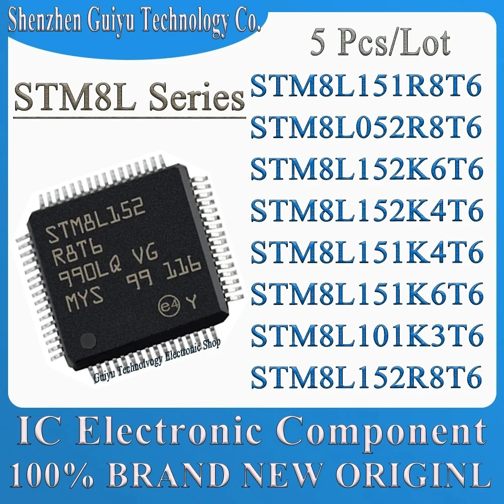 

5Pcs/Lot STM8L151R8T6 STM8L052R8T6 STM8L152K6T6 STM8L152K4T6 STM8L151K4T6 STM8L151K6T6 STM8L101K3T6 STM8L152R8T6 STM IC MCU Chip