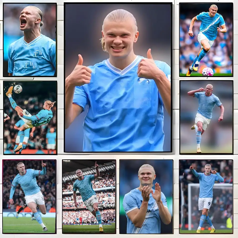 Soccer Star E-Erling Haaland Poster Wall Art Print Decorative Mural Home Decor Gift Unframed