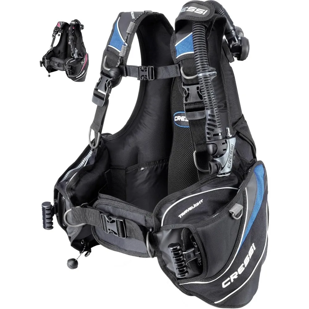 Lightest Travel Scuba Diving BCD - Folds Completely to Save Space - Fully Accessorised: 8 D-Rings