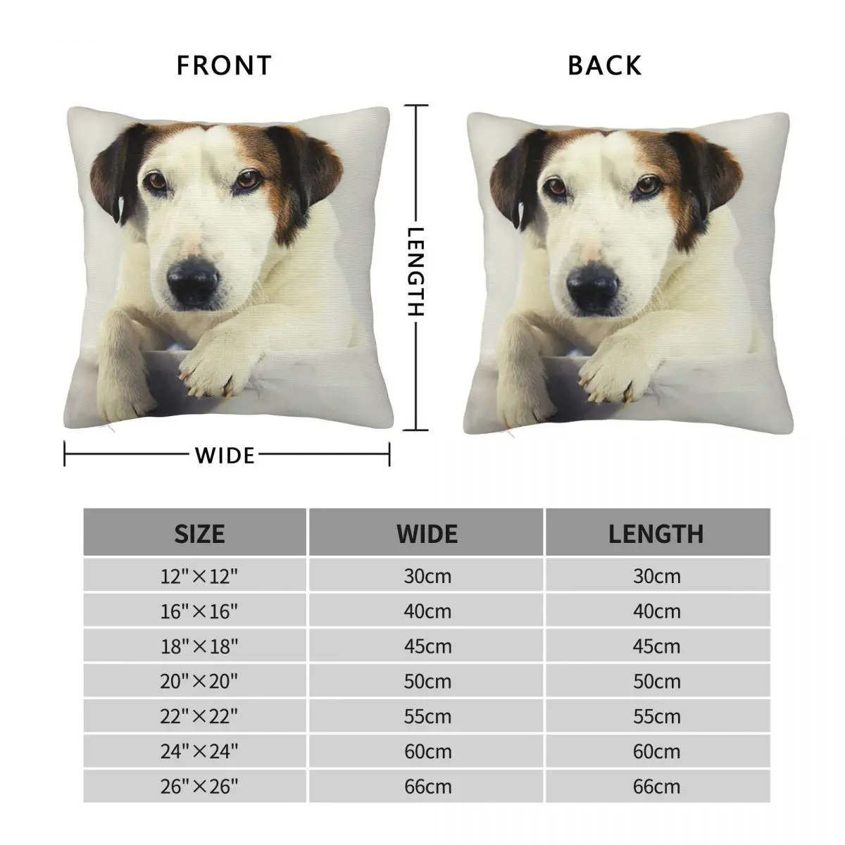 Dog Jack Russell Terrier Photo Square Pillowcase Pillow Cover Cushion Zip Decorative Comfort Throw Pillow for Home Car