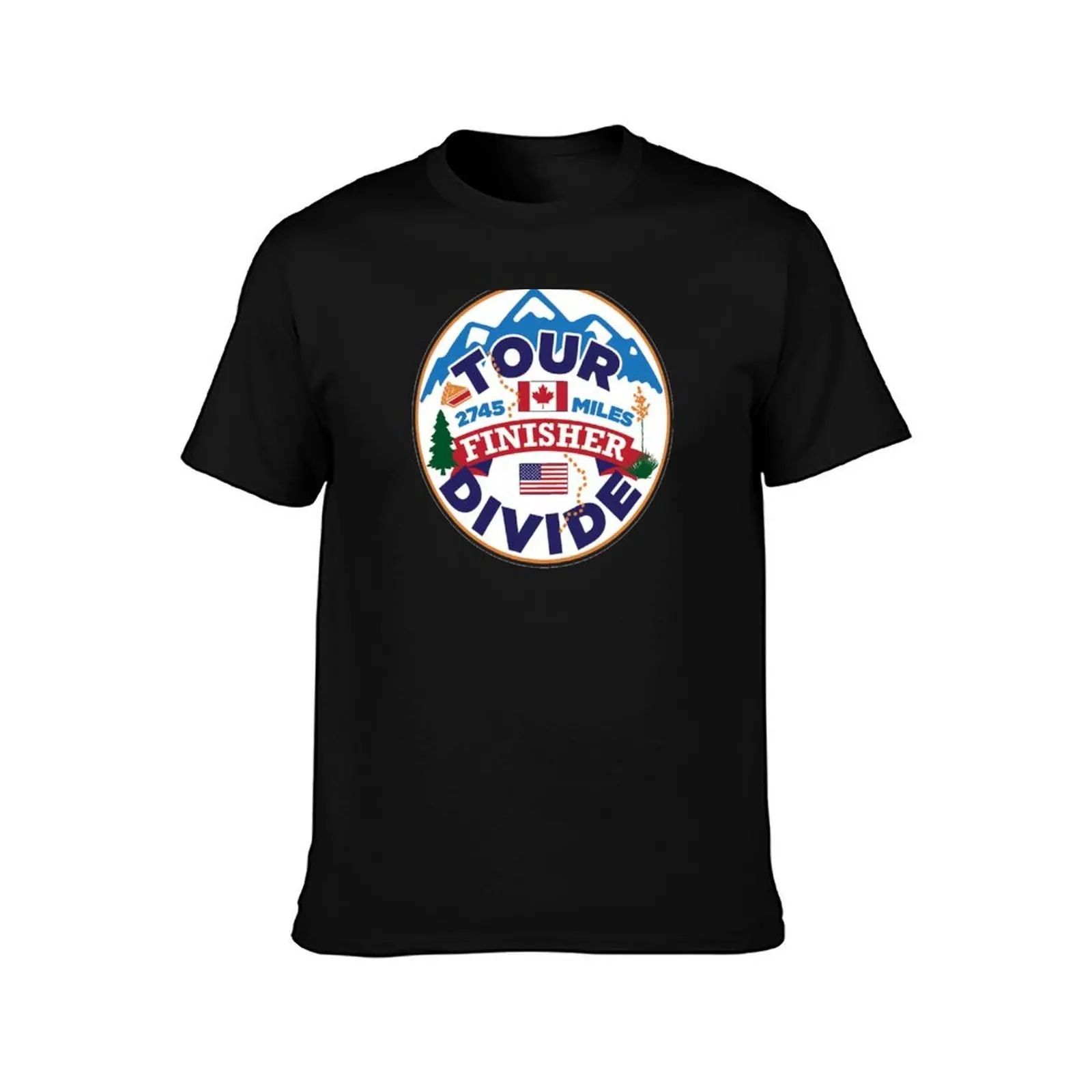 Tour Divide Finisher Emblem T-Shirt, Summer Casual Cotton Tee, Oversized Streetwear Tops, Vintage Graphic Print, 100% Cotton