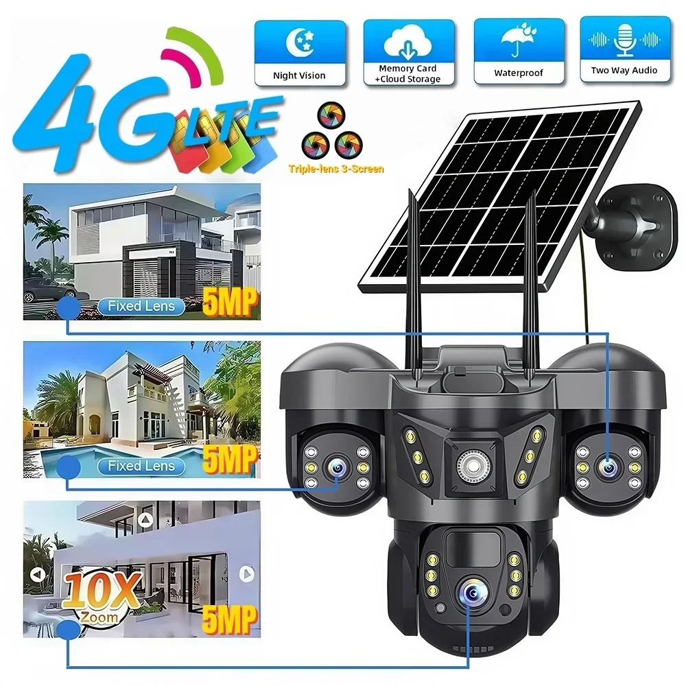 

Wireless 4G Solar Security Camera Outdoor 360 CCTV 15MP HD Night Vision Surveillance IP Protection
