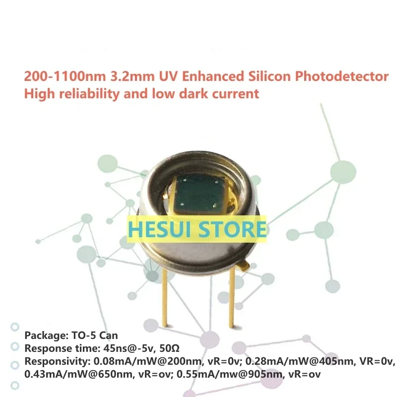 200-1100nm 3.2mm UV Enhanced Silicon Photodetector Diode Low Dark Current