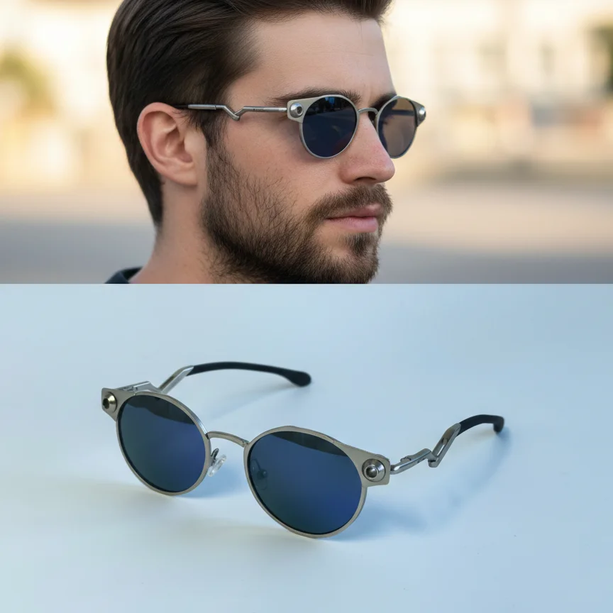 

Men's Sun Polarized Glasses, Metal Material, Sports, Driving, Retro Style