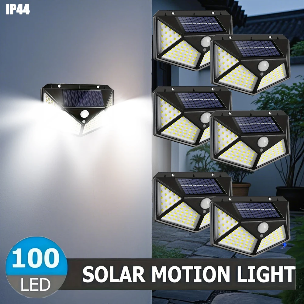 6/8/12 PC, Outdoor Solar Garden Courtyard 100 LED Exterior Wall Light,Fence Wall Guide Light, Landscape Street Light