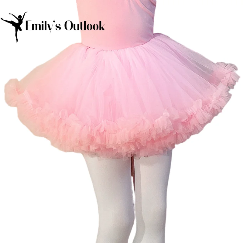 Tutu Skirt Girls Elastic Ballet Dance Skirts 4 Layers Tulle Tutu for Toddler Kid Children Teens Short Skirt Rave Costume Pink