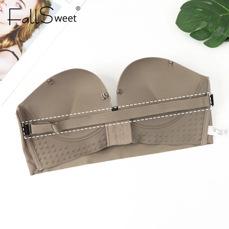 FallSweet Strapless Bra for Women Push Up Front Closure Bras Seamless Wireless Bralette Comfort Lingeries Sexy Female Brassiere