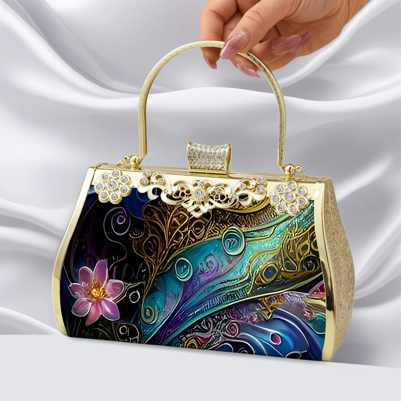 Ladies Dinner Handbag Design Multi-Color Ethnic Style Retro Gorgeous Ladies Dinner Clutch Bag