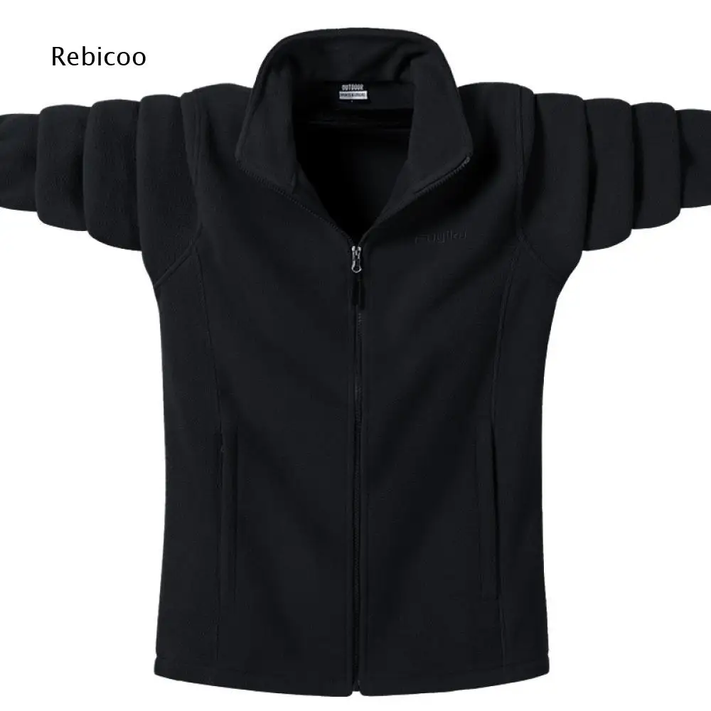 Casual Warm Fleece Jacket For Men Zip Up Stand Collar Structure Side Pockets For Multiple Outdoor Scenarios And Daily Matching