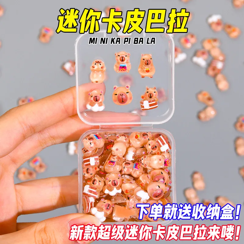 Super mini kapibara mini zabawka lalka dla dziewczynki zabawka kreskówkowa figurka wydry element dekoracyjny akcesorium do zdobienia paznokci DIY