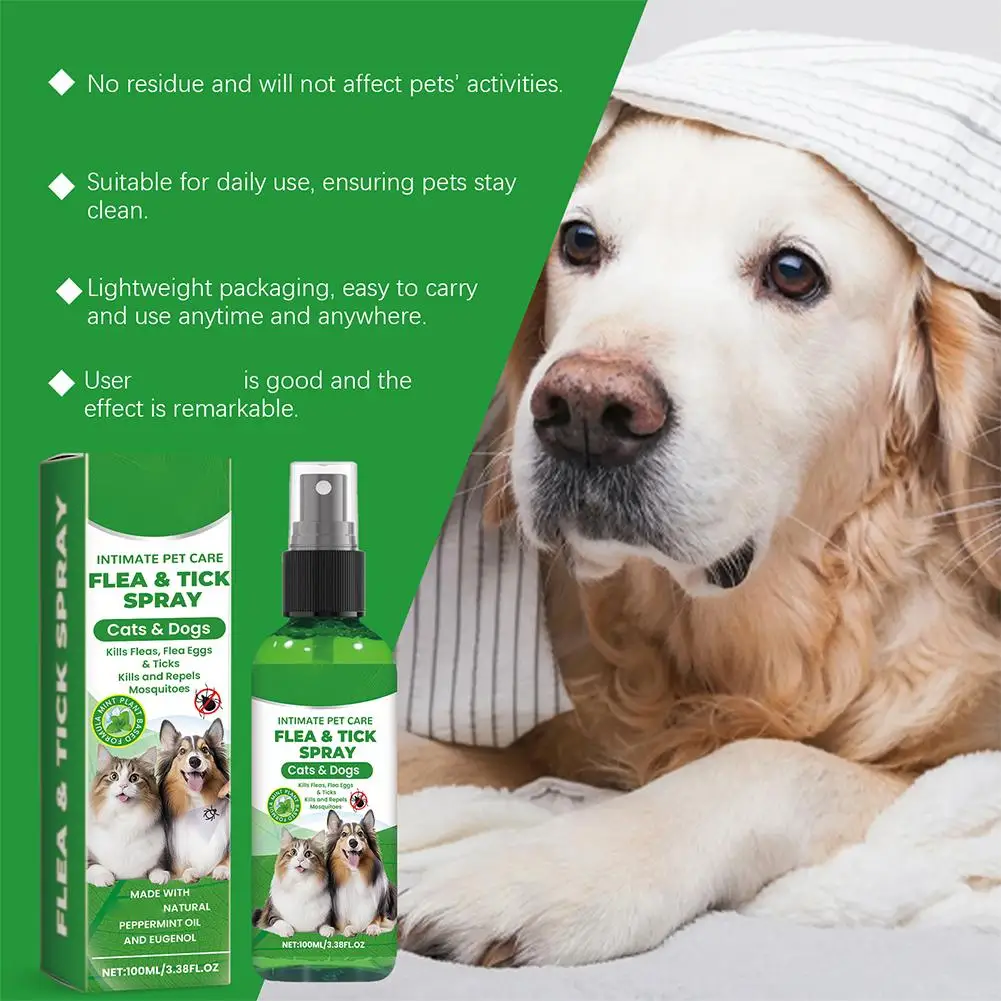 100ml Dog Cat Repel Fleas Mites Pet Cleaning Spray Hair Skin Insect Repellent Spray Pet Insect Repellent Daily Gentle Care Agent - view 2