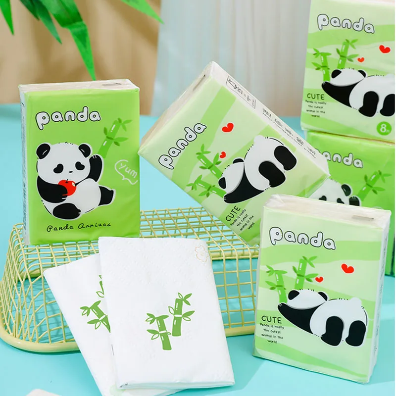 Fashion Panda Small Packet Tissue Facial Tissue Portable Printed Tissue Paper 9 Packs 1 Sheet With 3 Layers Virgin Wood Pulp