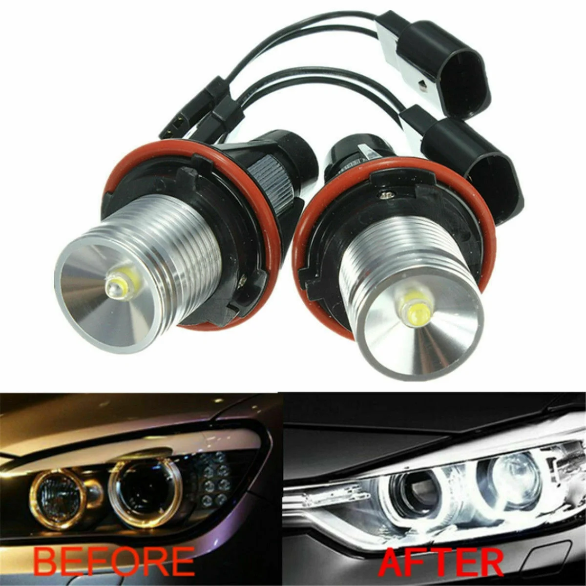 1Pair 8000K White LED Angel Eye Marker Halo Light Bulbs Lamps for-BMW E39 E53 E60 E63 E64 E66 E87 5 6 7 X3 X5