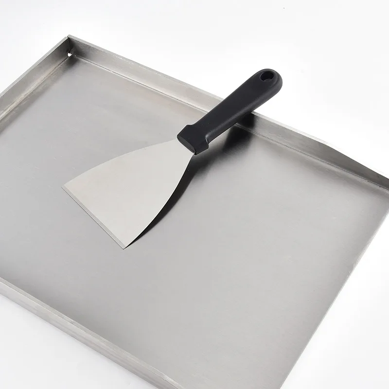 Three-sided stainless steel barbecue pan, stir-fry pan, shovel, outdoor barbecue tool set