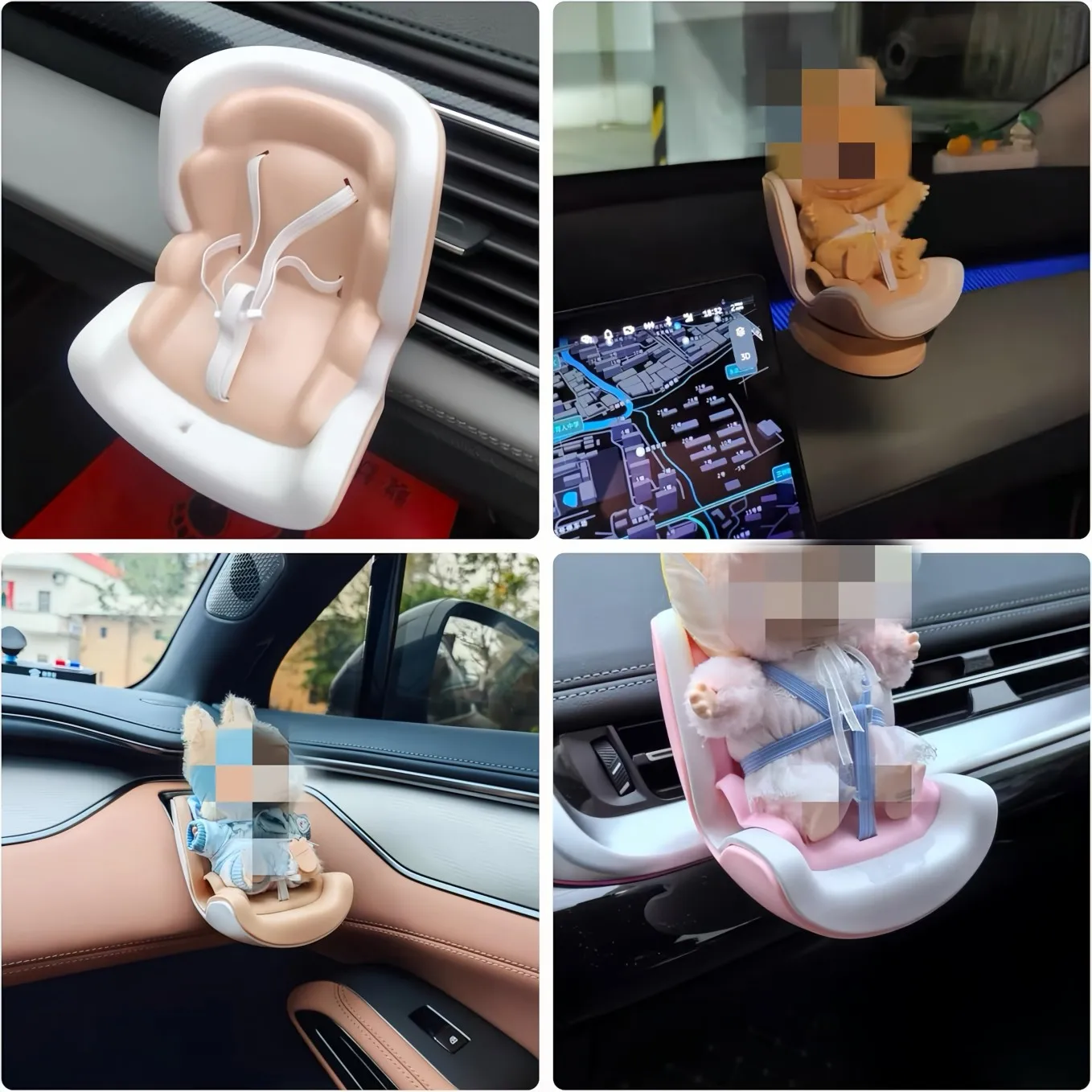 مقعد سيارة دمية صغيرة لـ Labubu 15/17 سنتيمتر مع مشبك تنفيس الهواء كرسي زينة السيارة لملحقات سيارة Labubu