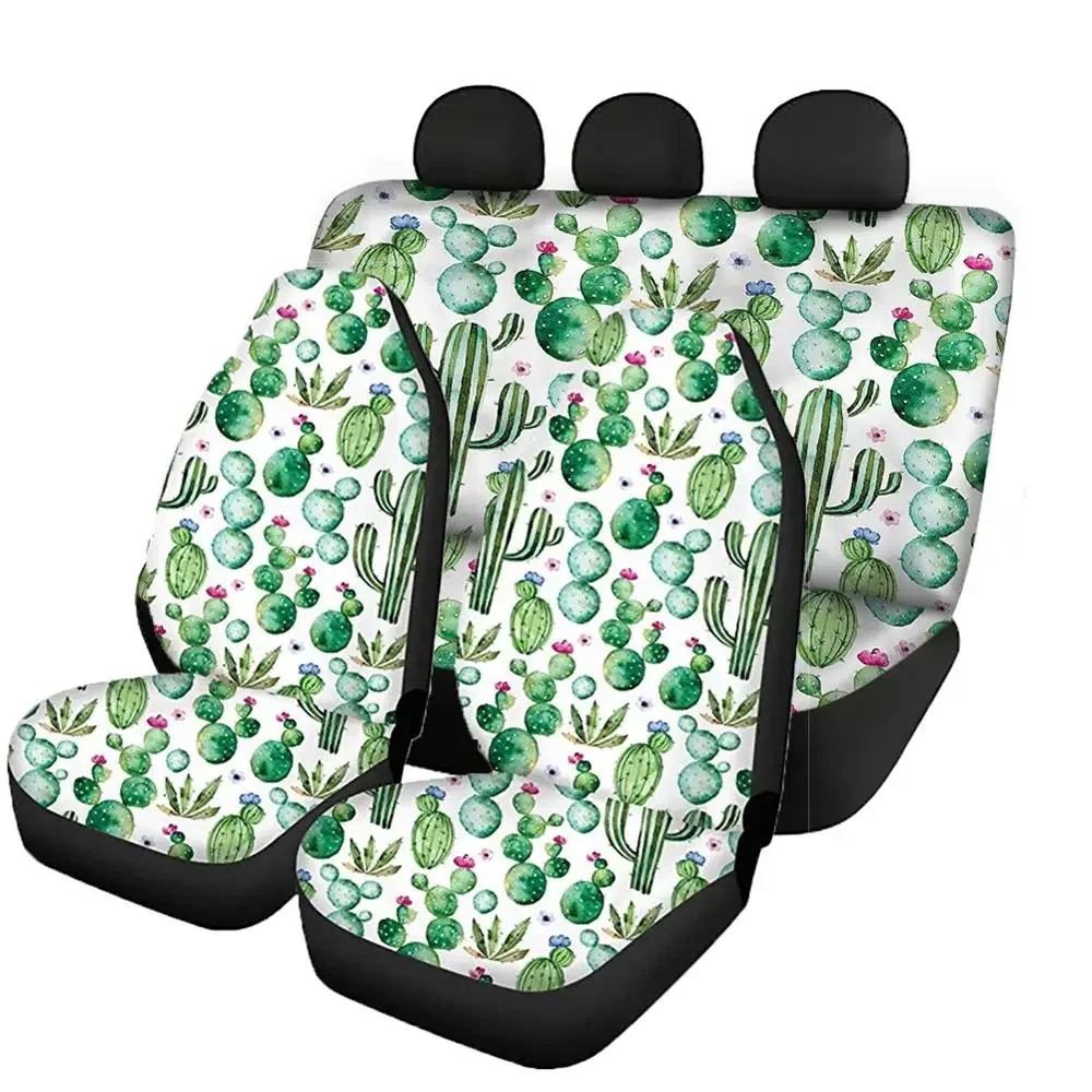 Green Plant Cactus Printed Car Interior Decor Vehicle Seat Cushion Easy to Install Car Seat Protector Cover Durable