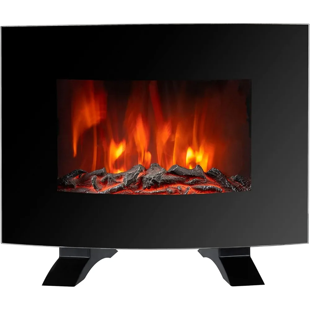 

Danby Designer 22-inch Wall-Mounted Electric Fireplace with Black Finish, Multi-Color LED Flames, and Ember Bed, Includes Remote