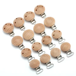 10 Stuks 30/35 Mm Beukenhouten Fopspeen Clip Metalen Fopspeen Sluiting Voor Baby Bijtring Verpleging Accessoires Kauwbare Tandjes dummy Keten