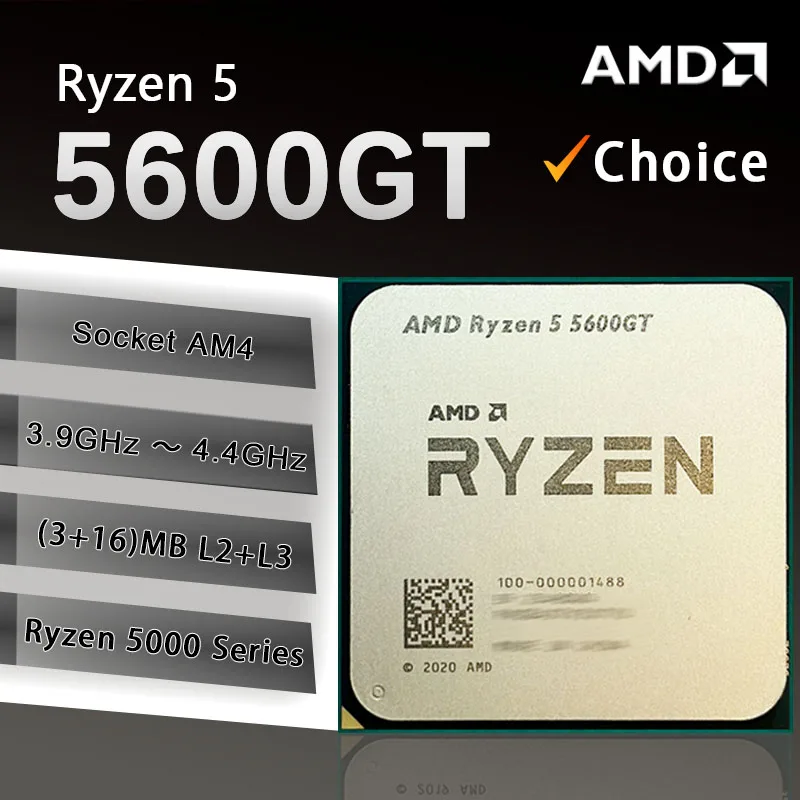 

New AMD Ryzen 5 5600GT R5 5600GT 3.6GHz Six-Core Twelve-Thread 65W CPU L3=16M 100-000001488 Socket AM4 but no fan