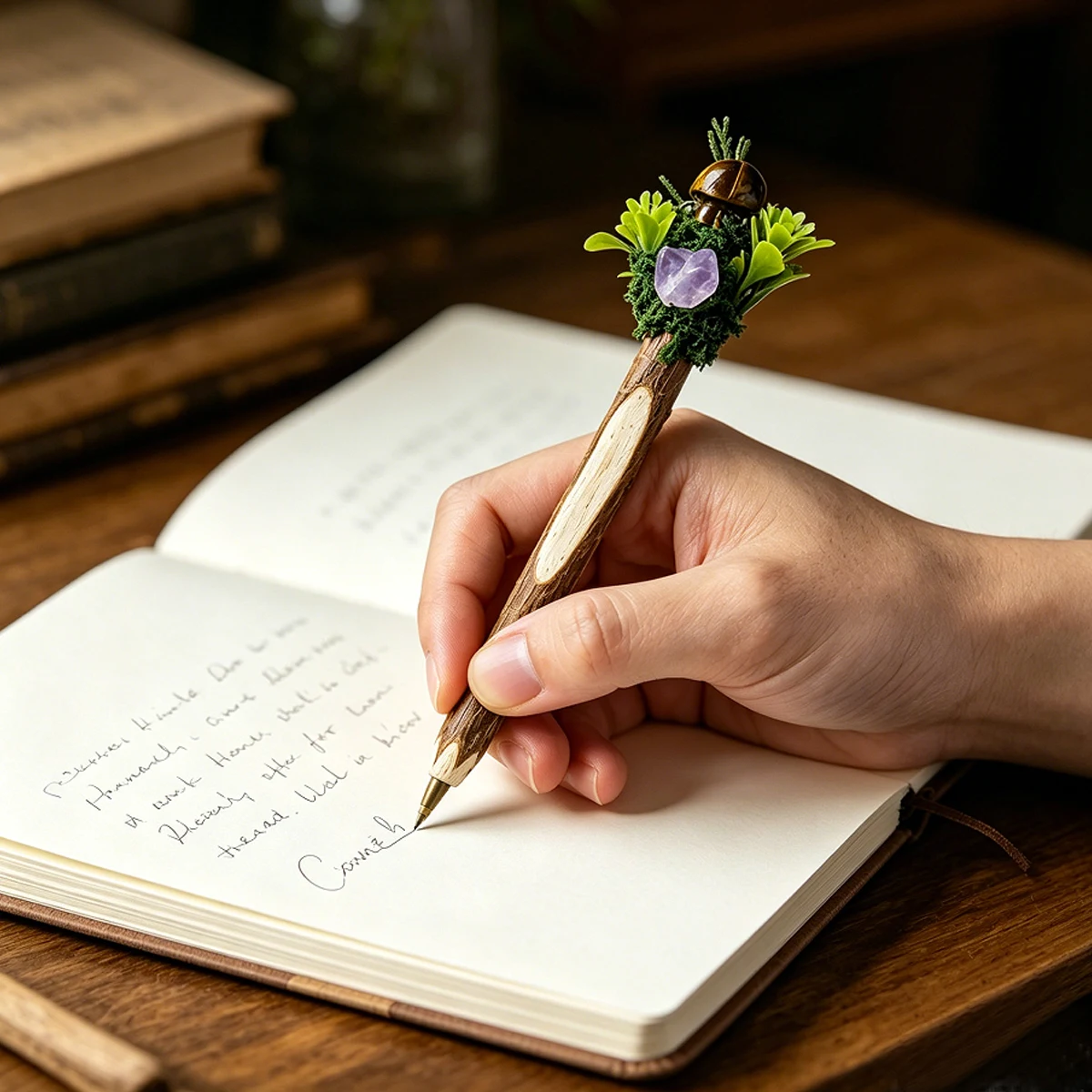 Handmade Forest Crystal Magic Ballpoint Pen,Witchcraft Altar Decor,Creative Spiritual Stationery Gift