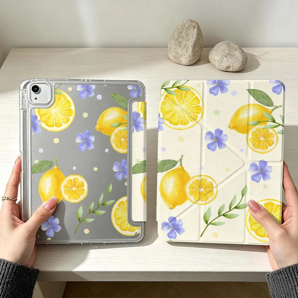 Stylish Lemon Pattern For iPad Pro Air mini 6 5 4 3 2 1 11th 10th 6th 5th M5 M4 M3 M2 9gen Foldable 3Y Tablet Case Soft