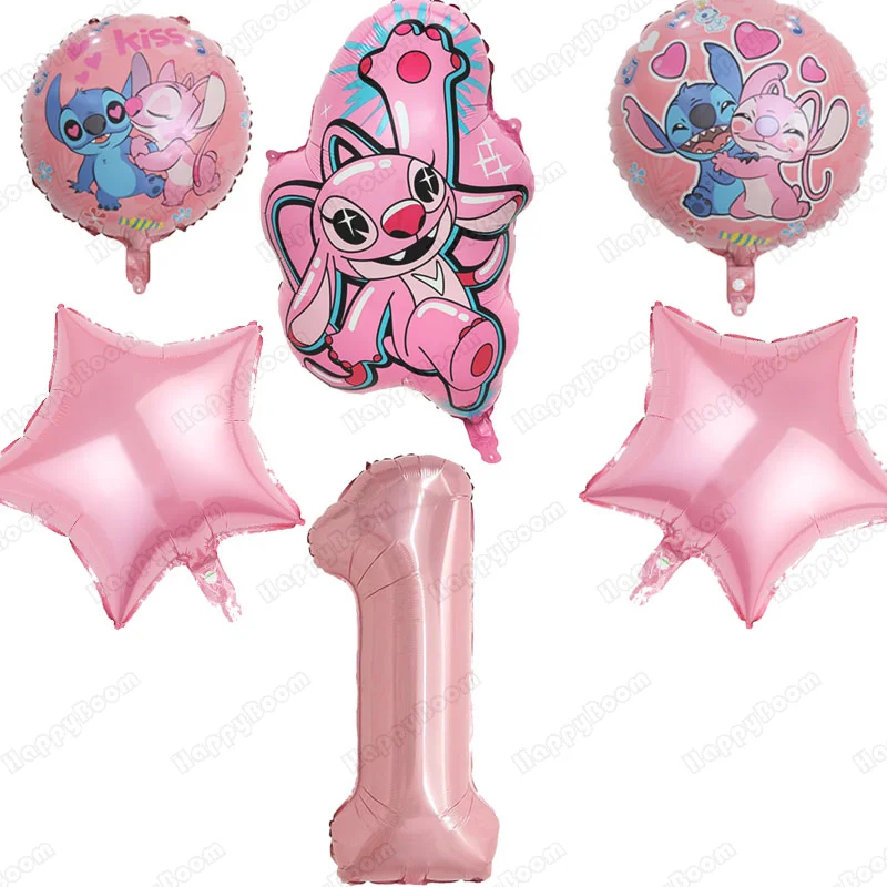 5 قطع بالونات غرزة وردية مقاس 32 بوصة مجموعة بالونات لتزيين حفلات أعياد الميلاد وهدايا الأطفال ومستلزمات الحفلات الكرتونية