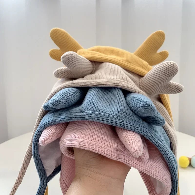 Bonito outono inverno chapéu do bebê dos desenhos animados do bebê recém-nascido menina menino gorro chapéu quente proteção de orelha natal infantil criança gorro boné