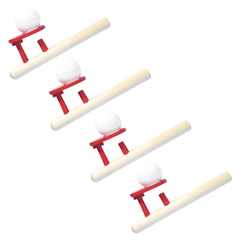 4 Pcs Fun Educational Games Blowpipe Toy Children's Toys Kids Floating Ball Wooden for