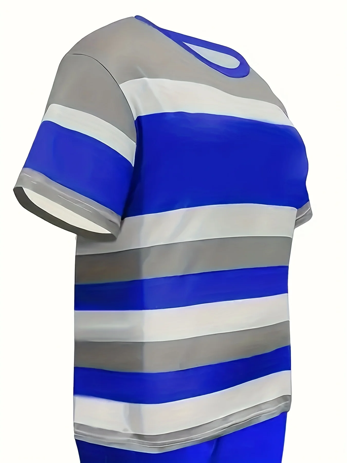 قطعة واحدة للسيدات تي شيرت مخطط عصري بأكمام قصيرة، بلوزة محبوكة كاجوال برقبة دائرية، مناسبة للربيع والصيف