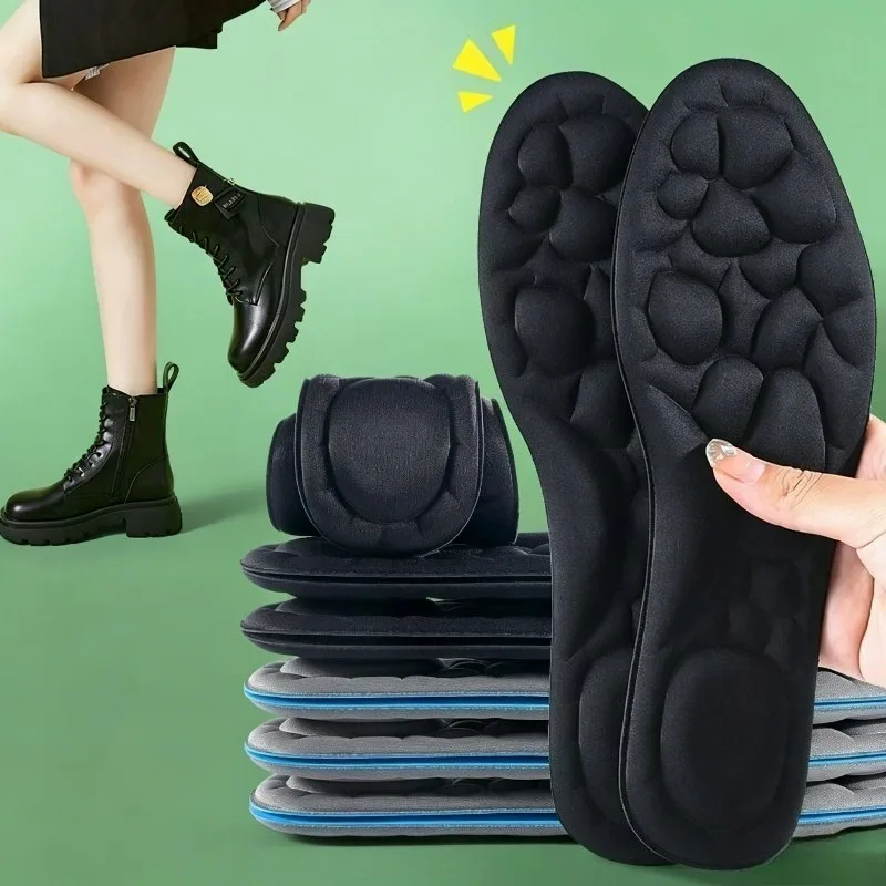 1/5Pairs Black Cloud Memory Foam Insoles Breathable Shock Absorption Cushion Heavy Duty Support Pain Relief Orthopedic Care Pads