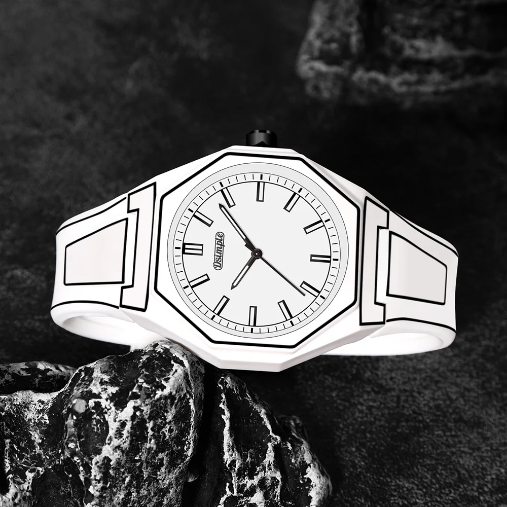 Orologio semplice da uomo alla moda con funzione data, orologio da polso al quarzo stile preppy - cinturino in silicone, (confezione regalo non inclusa)