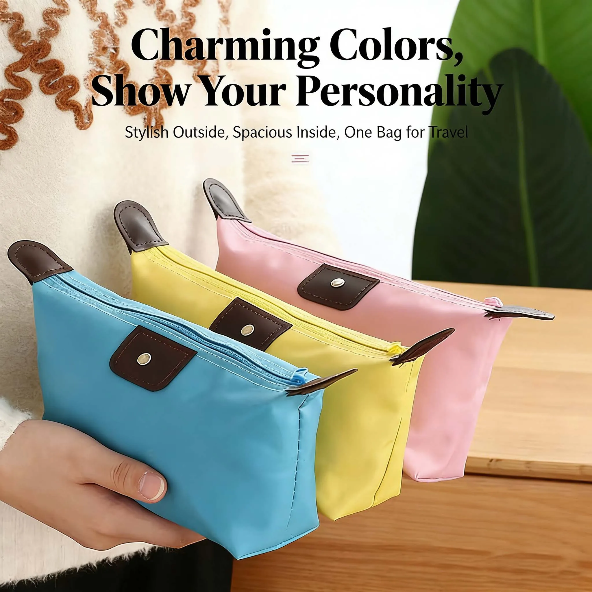 Cosmetic Bag For Women Colorful Waterproof Travel Dumpling Storage Bags Mini Cute Toiletry Makeup Portable Tote Bags Purses For