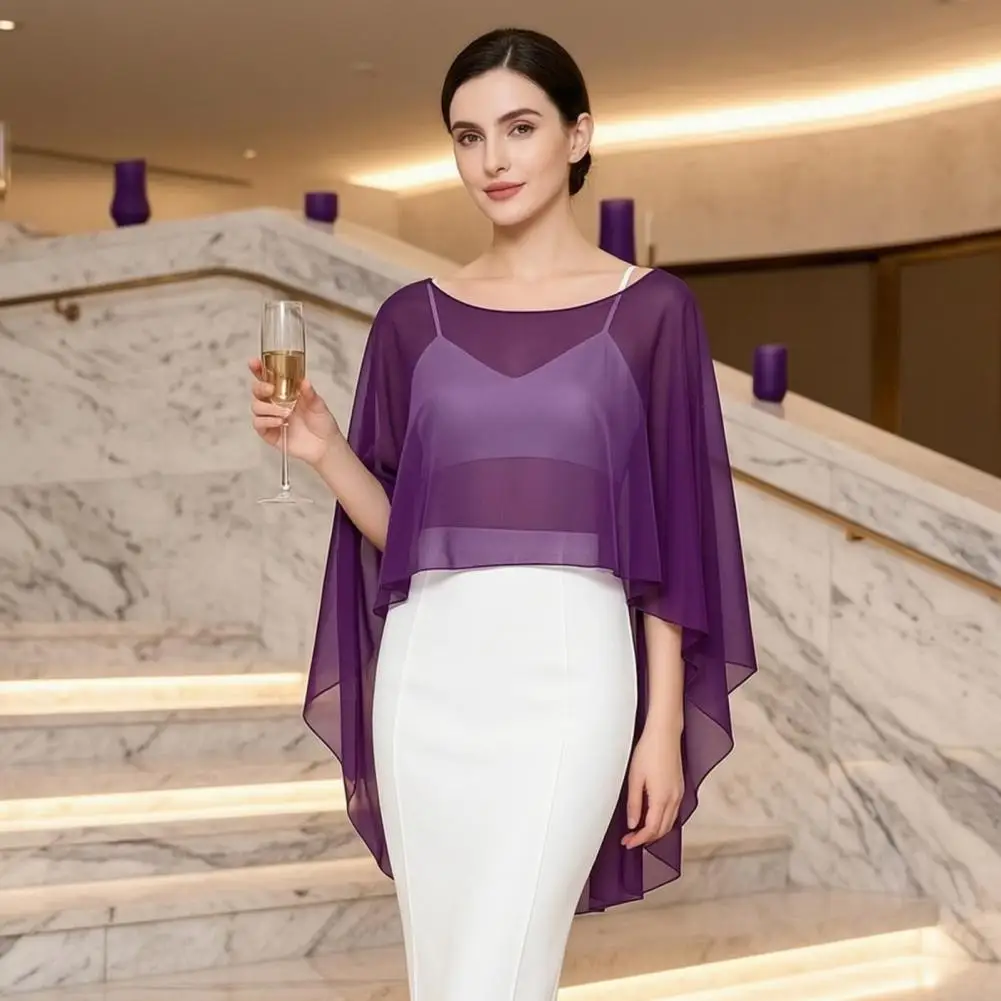 Chiffon Shawl for Women Elegant Chiffon Shawl Wrap for Women Soft Sheer Bridal Scarf Breathable Evening Dress Cover-up Wraps