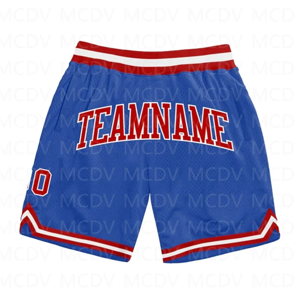 

Custom Blue Red-White Authentic Throwback Basketball Shorts 3D All Over Printed Men's Shorts Quick Drying Beach Shorts