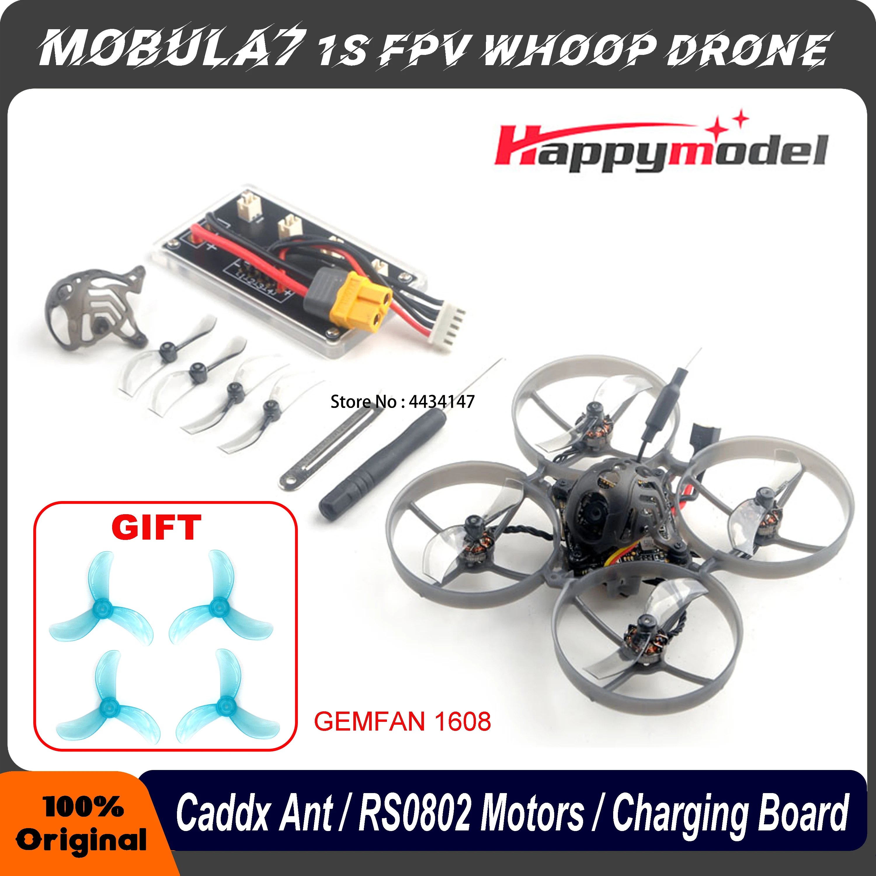 

HappyModel Mobula7 1S X12 5 в 1 AIO FC ELRS V2.0 BLHELIS 12A VTX 400 МВт Runcam Nano3 RS0802 KV20000 1S 75 мм FPV Tinywhoop