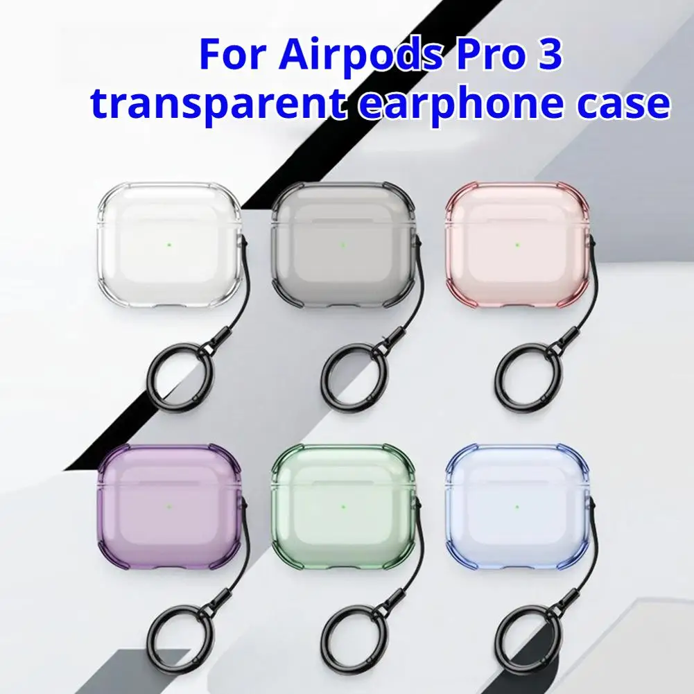

For AirPods Pro Case Soft TPU Protective Cover With Keychain Shockproof For Airpods Pro3 Transparent Earphone Cover T7J4