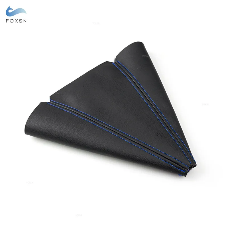 Black-blue line Universal Car Accessories Soft Leather Cover For VW Gear Shift Gaiter Shifter Lever Boot Dust Cover Shift Knob