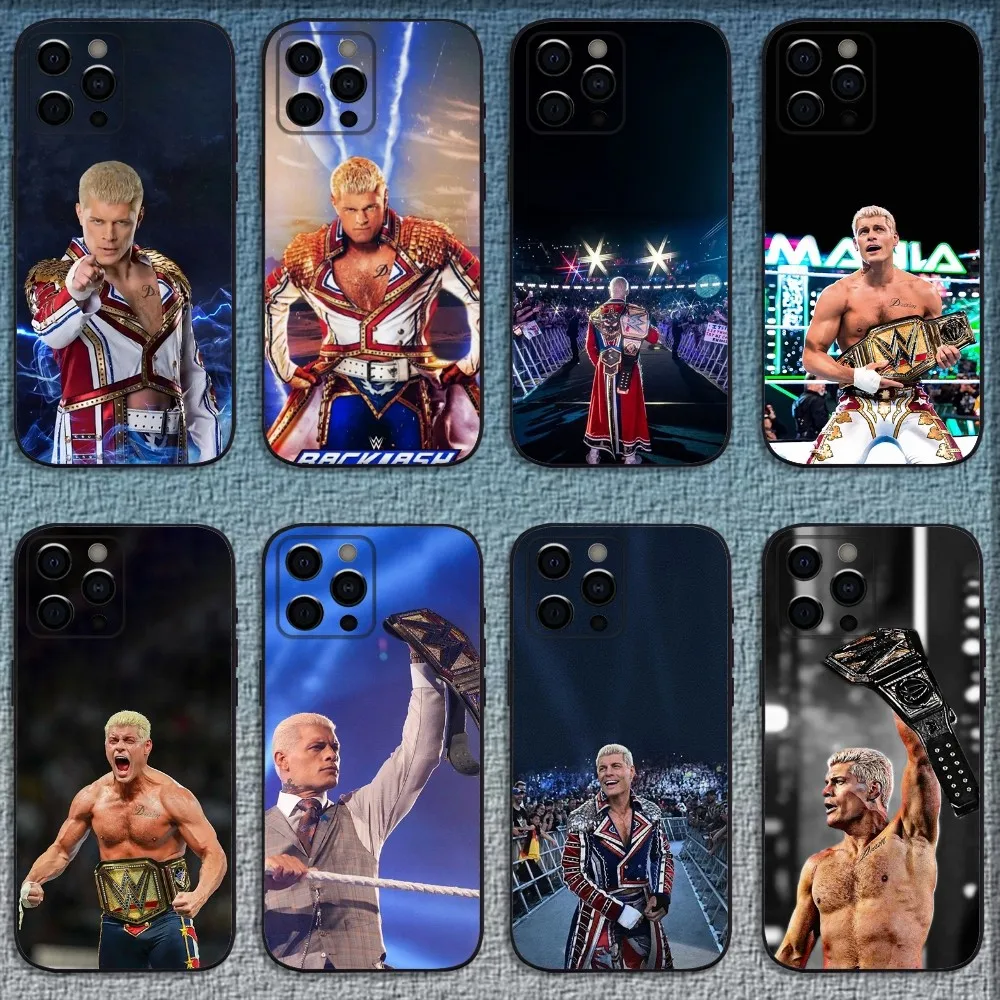 Wrestler C-Cody Rhodes Phone Case For iPhone 16,15,14,13,12,11,Pro,X,XS,Max,XR,Plus,Mini Soft Black Cover