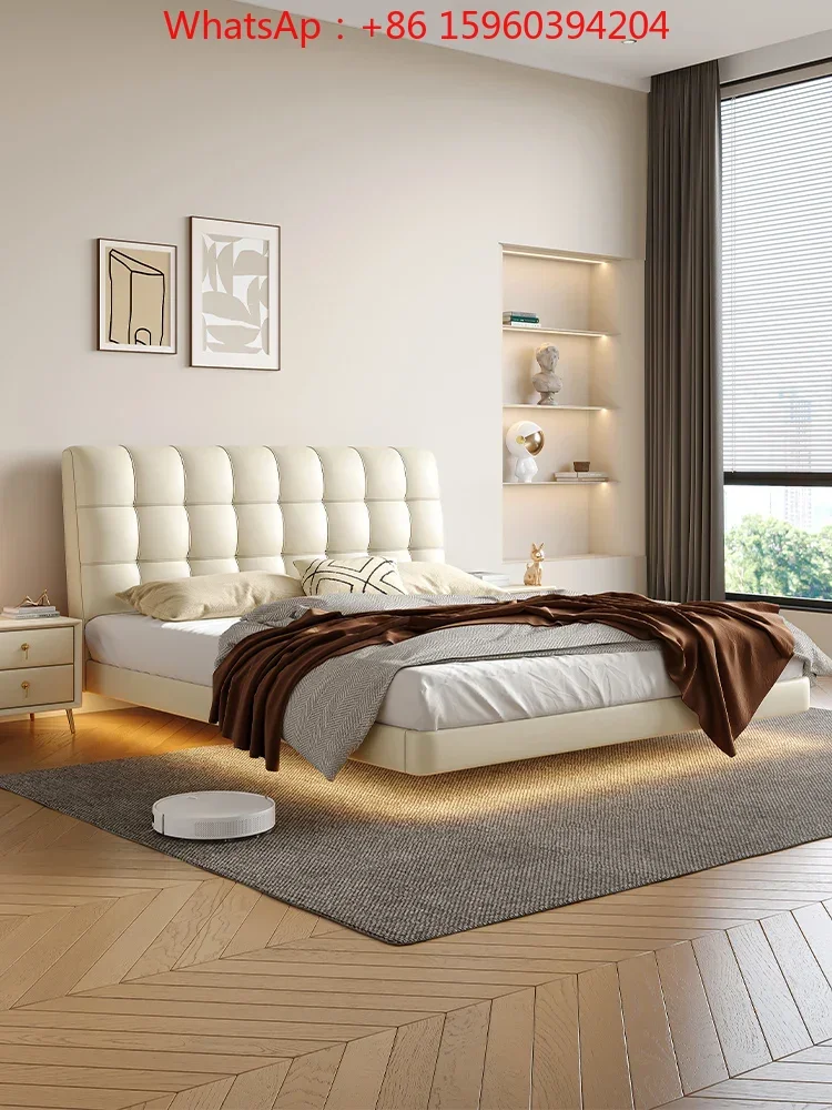 

Кровать Кремовый воздушный подвесной светильник, роскошный современный простой кожаный мягкий мешок для главной комнаты, итальянская подвесная кожа