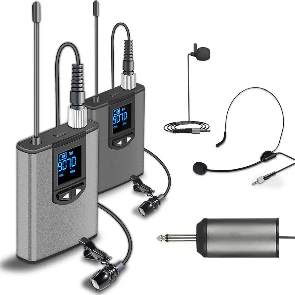 

Набор беспроводных микрофонов UHF с передатчиком Bodypack и мини-перезаряжаемым приемником для видеоблогов/камеры DSLR/мобиля