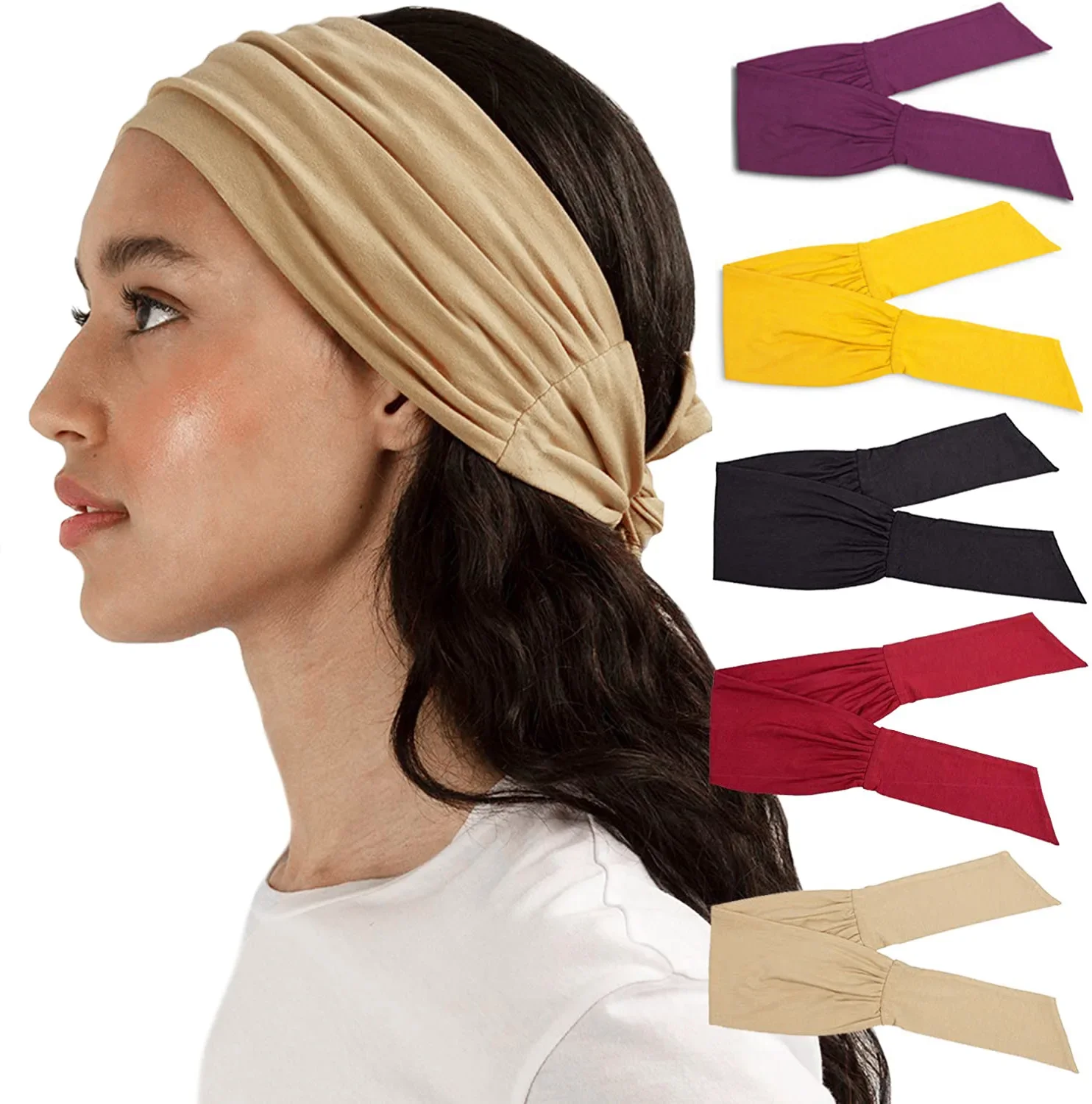 

Adjust Size New Knot Yoga Headband for Women Sports Hairband Ladies Fashion Cotton Wide Headwrap Girl Solid Scarf Turban Bandeau