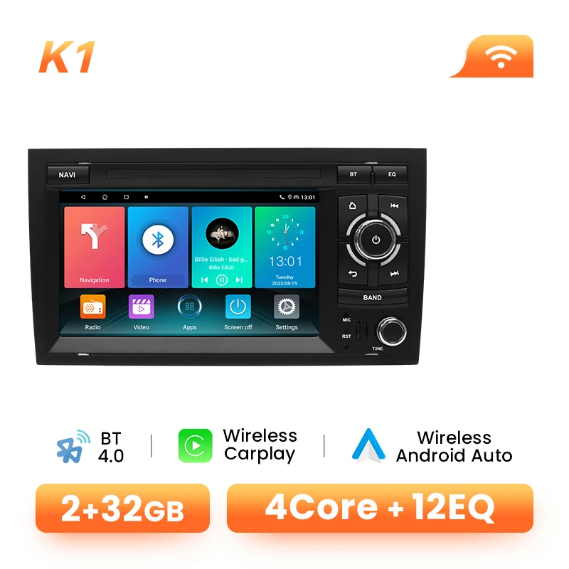 Draadloze CarPlay Android 14 autoradio voor Audi A4 B6 B7 B8 S4 RS4 SEAT 8GB GPS WiFi Bluetooth DSP Navigatie Stereo Speler 128GB